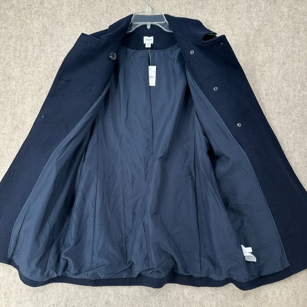 NWT J Crew Peacoat Jacket Womens 6‎ Navy Wool Blend Doubled Breasted Ladies - Picture 3 of 8